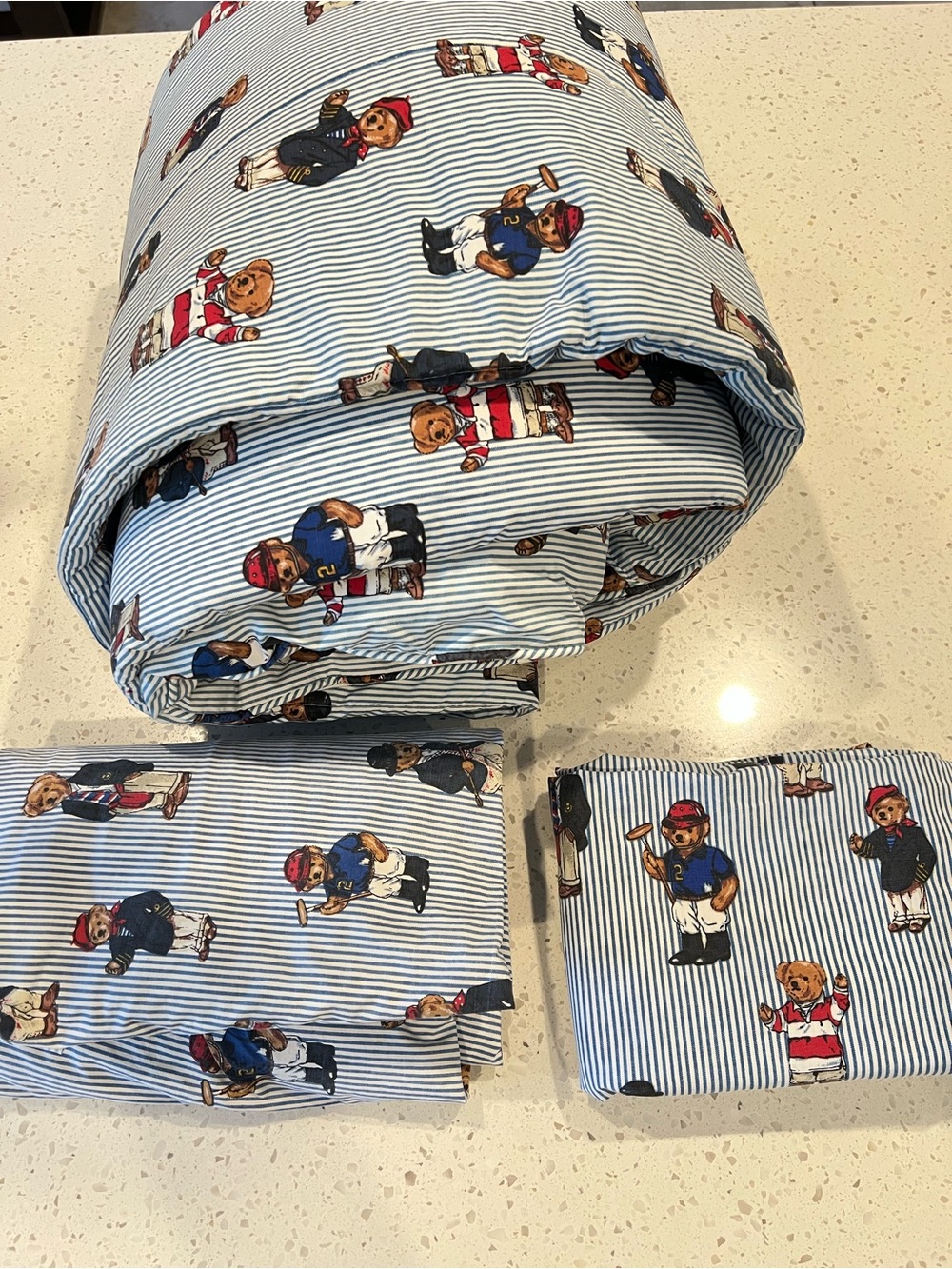 Vintage Ralph Lauren Striped Teddy Bear Comforter Set